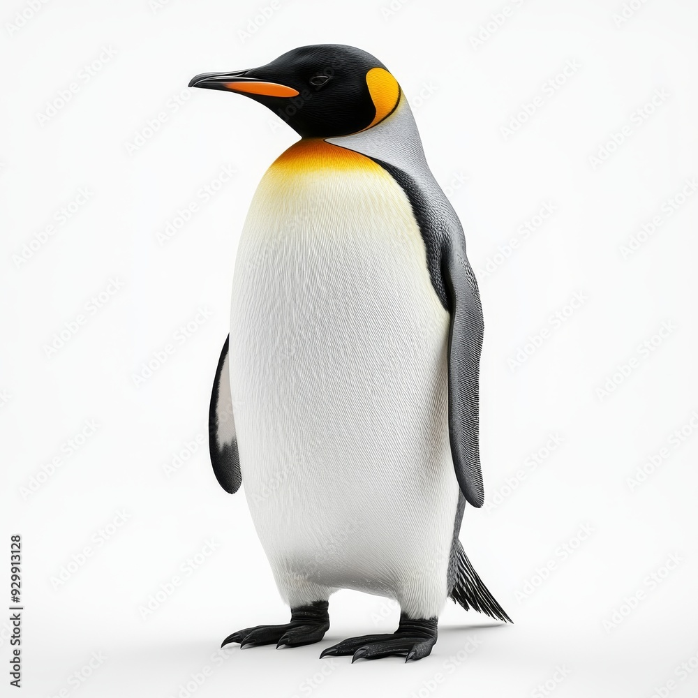 Naklejka premium Isolated white cut-out transparency showing a penguin standing up