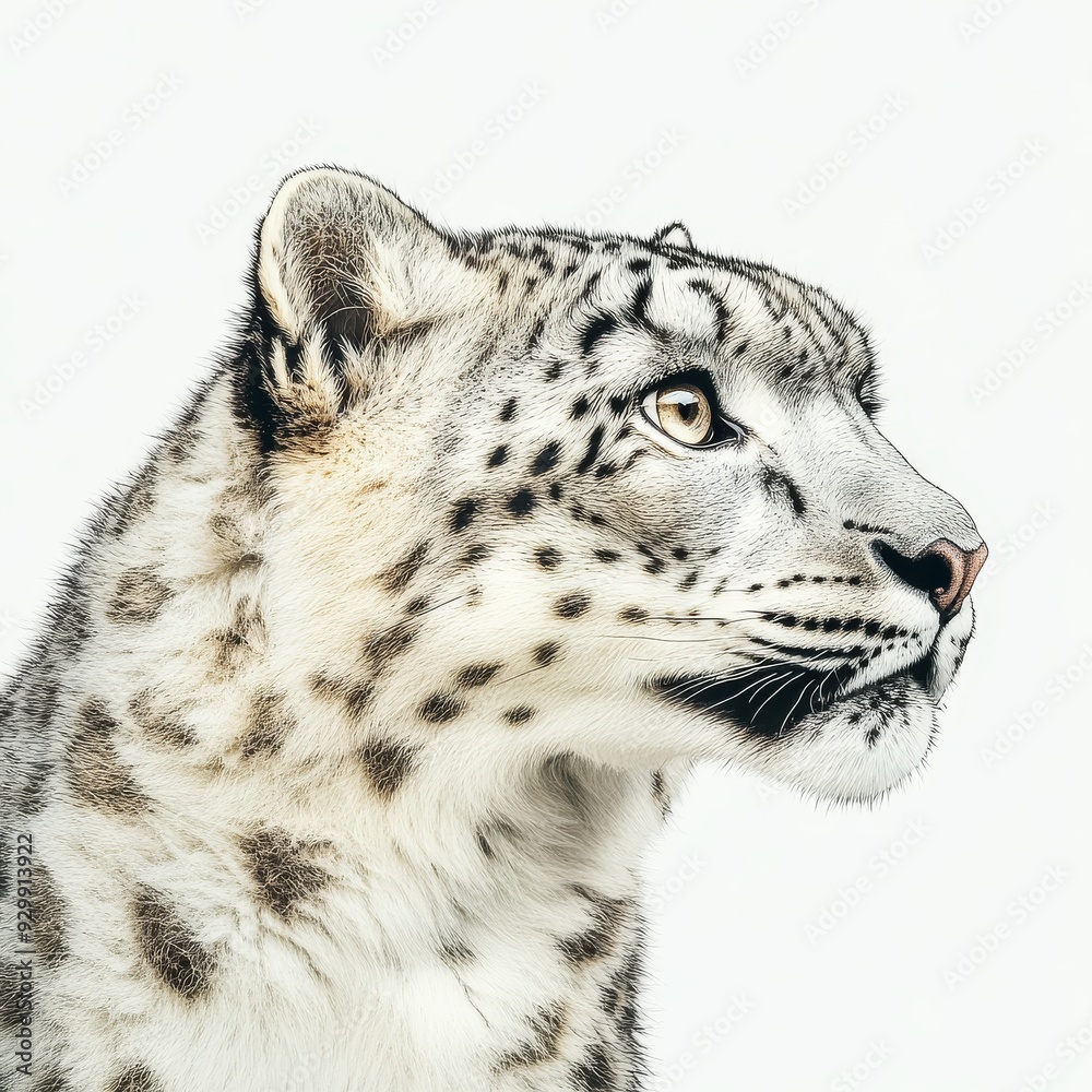 Isolated snow leopard on white background, transparent cutout Isolated snow leopard on white background, transparent cutout