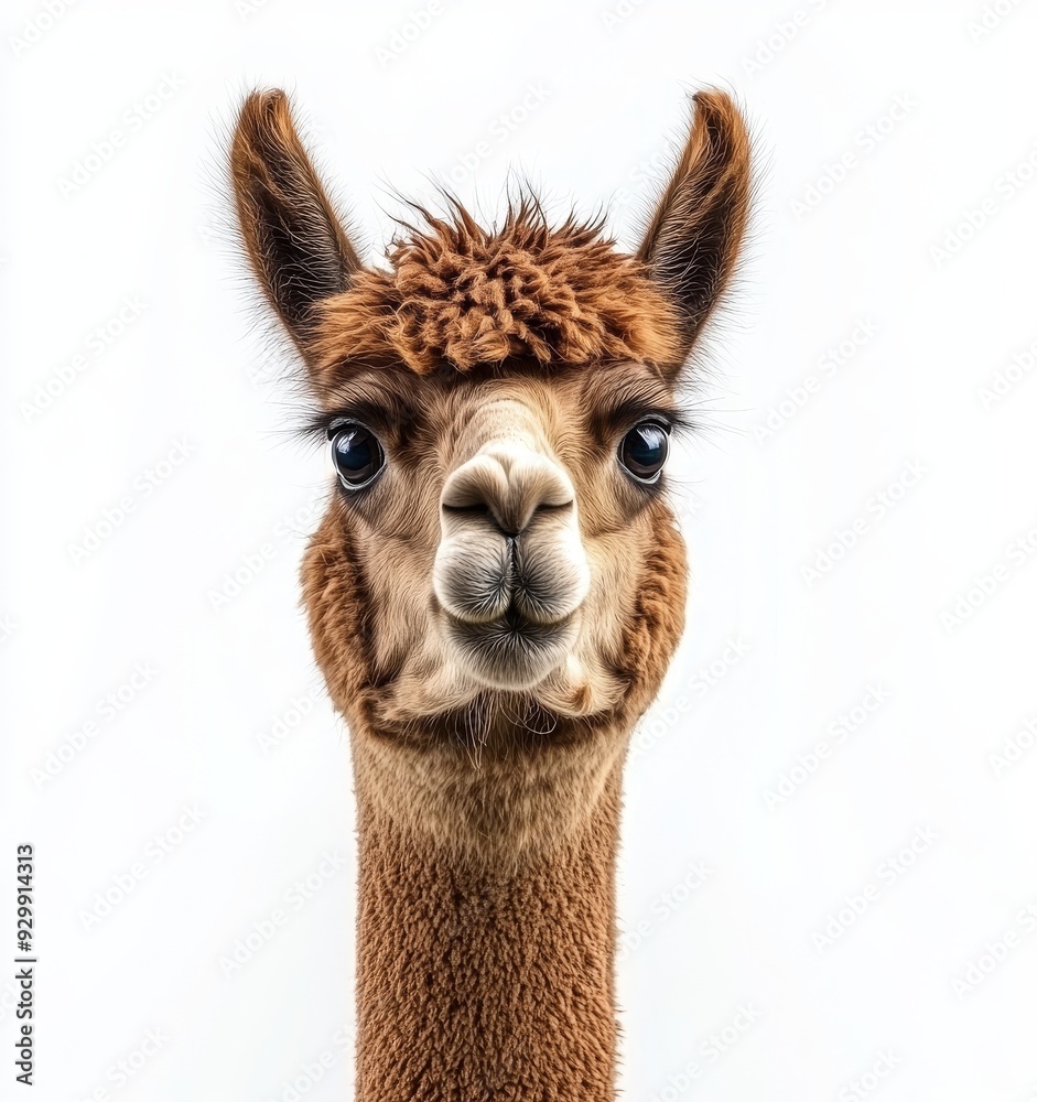 Obraz premium Taking a closeup of a llama or alpaca's face on a transparent background