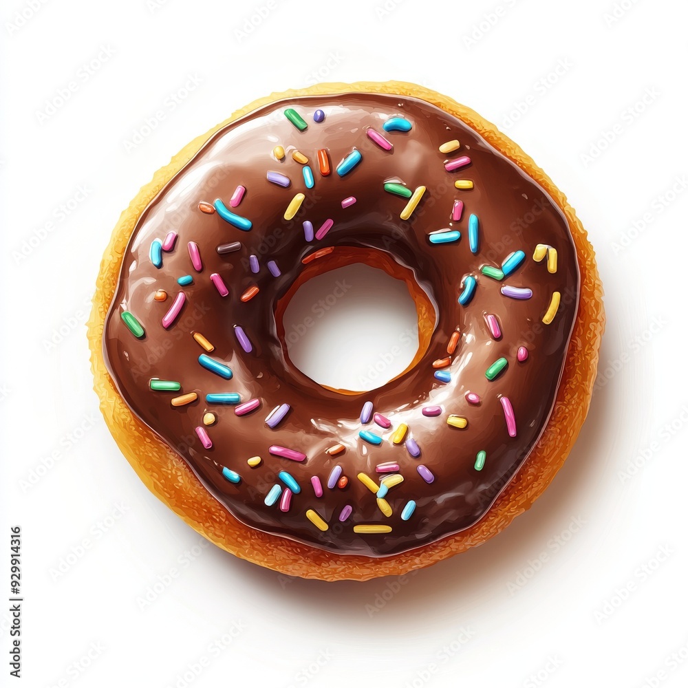 On a transparent background, a sweet chocolate donut with sprinkles can be seen On a transparent background, a sweet chocolate donut with sprinkles can be seen
