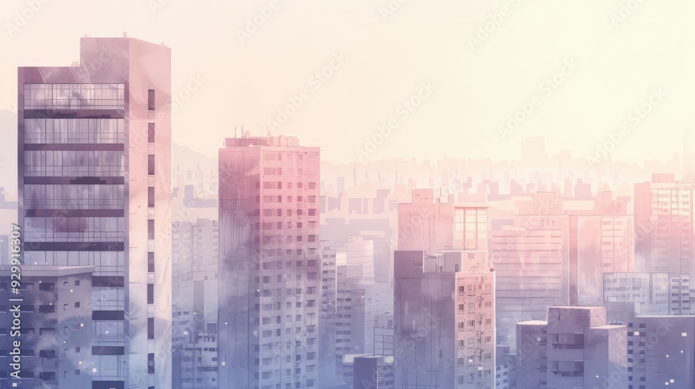 Obraz premium Vibrant Modern Cityscape with Skyscrapers and Urban Elements