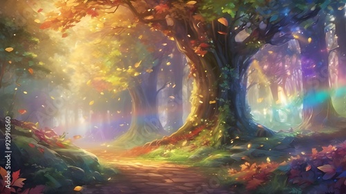 Obraz na płótnie Rainbow Forest w salonie