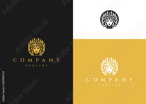 Vector illustration of Goddess of Beauty Logo Design