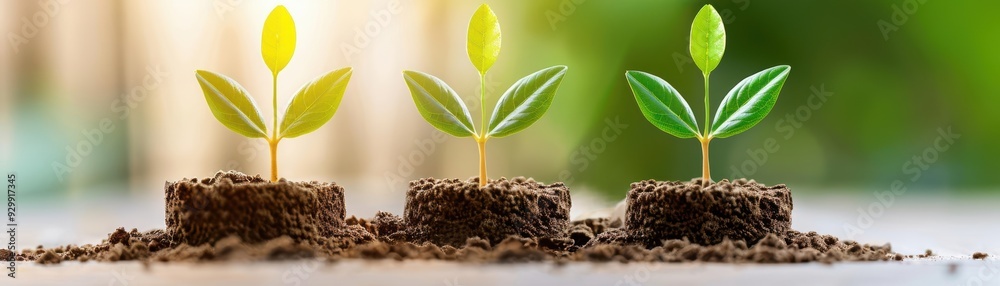Vibrant seedlings grow from rich soil, symbolizing growth, renewal, and the beauty of nature's cycles. Vibrant seedlings grow from rich soil, symbolizing growth, renewal, and the beauty of nature's cycles.