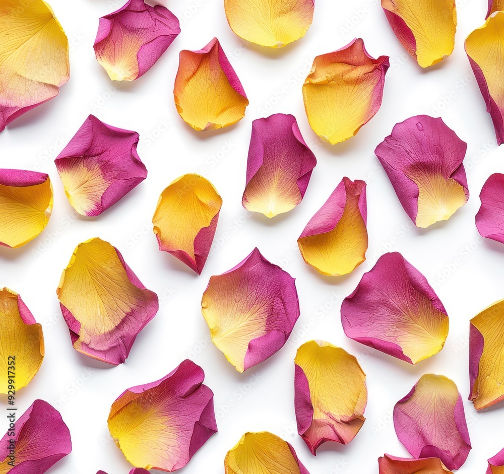 A seamless pattern of flower petals on a white background (146)