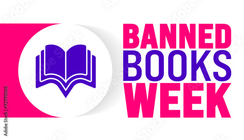 Banned Books Week is observed every year in September. Holiday concept. Template for background, banner, card, poster, placard, design template with unique shapes with standard color.