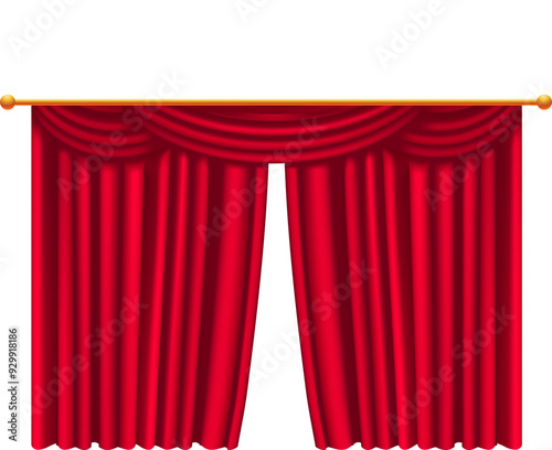 Theatre curtains border. Realistic style.