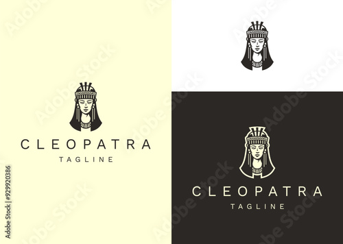 Vector illustration of Cleopatra Egyptian queen Logo Design