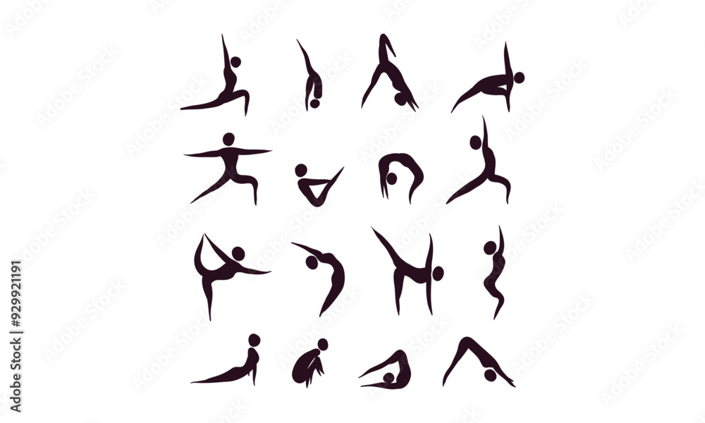 abstract collection of man with yoga icone abstract collection of man with yoga icone