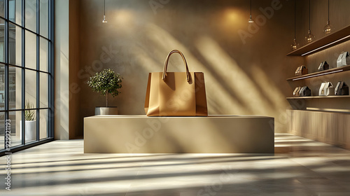 Stylish handbag displayed i...