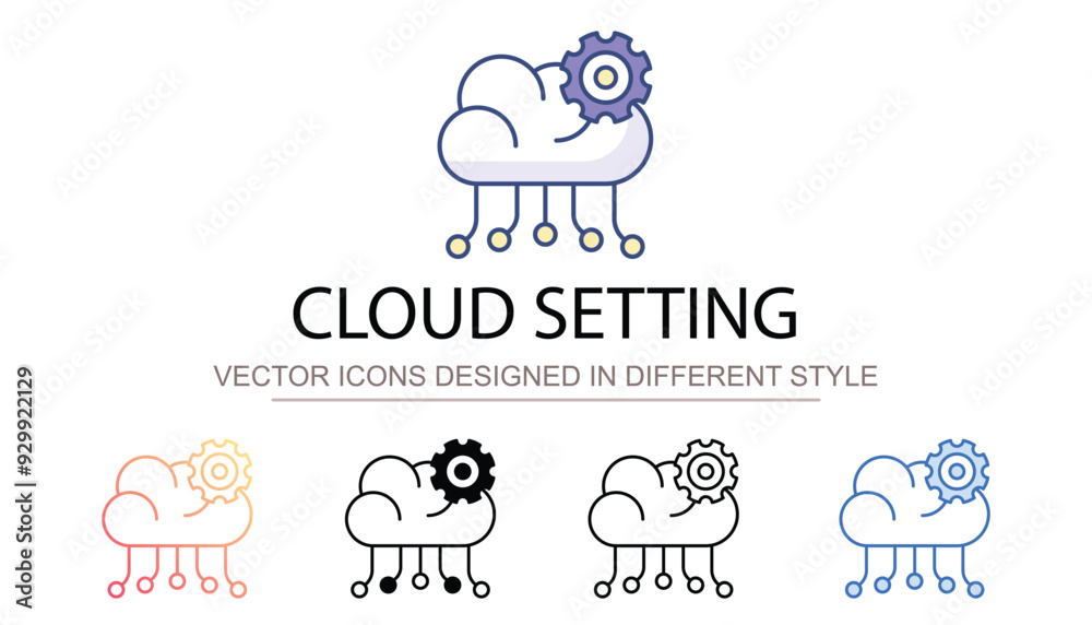 Fototapeta premium Cloud Setting icon design with white background stock illustration