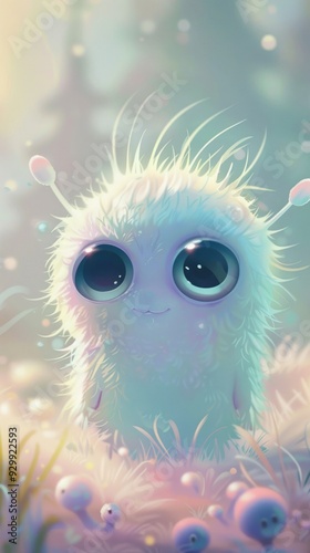 Cute Fuzzy Creature in a Dreamy Landscape