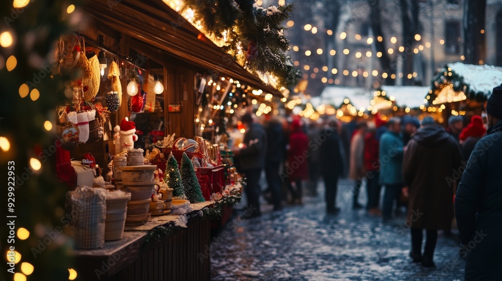 Obraz premium Christmas Market in Winter Wonderland