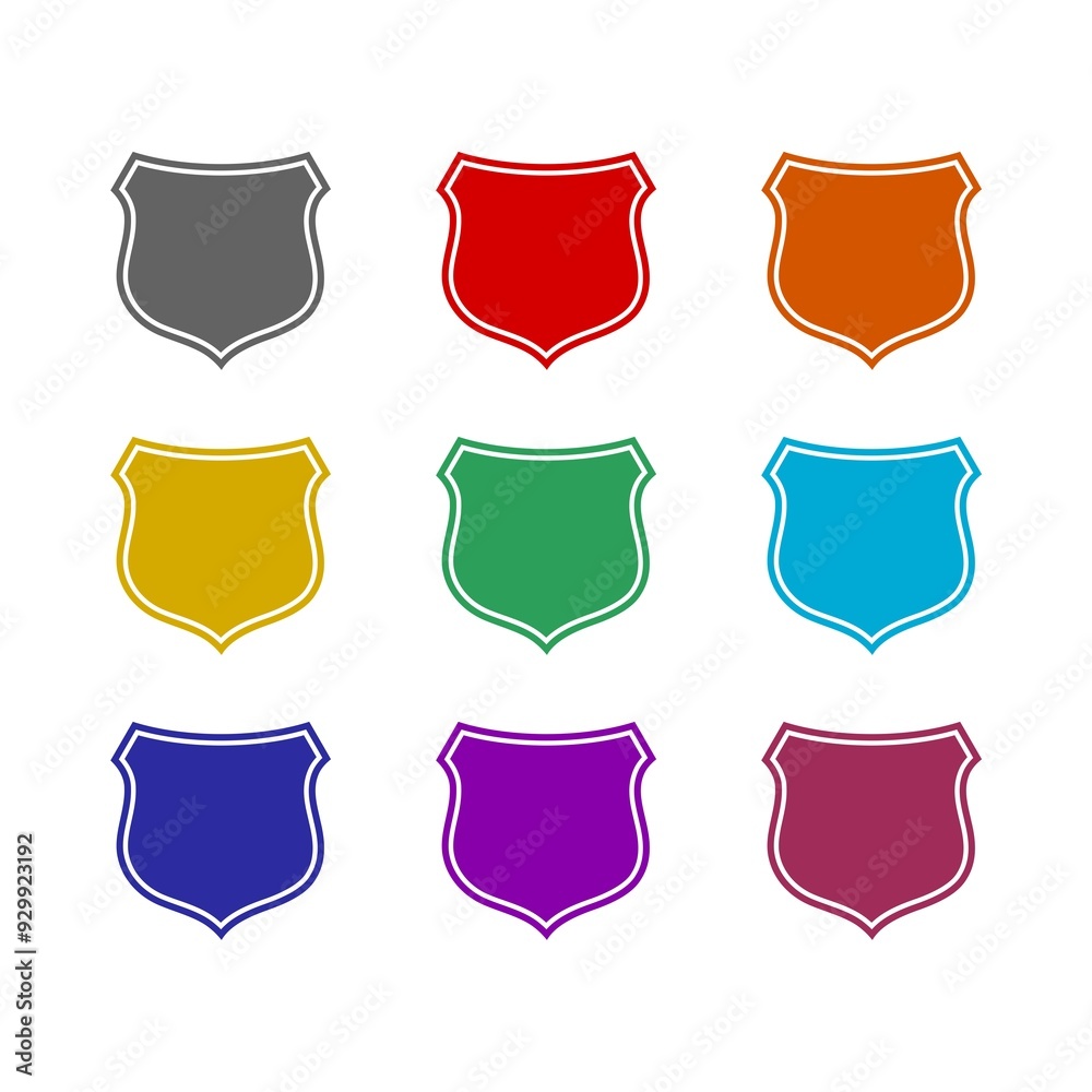 Shield icon isolated on white background. Set icons colorful Shield icon isolated on white background. Set icons colorful