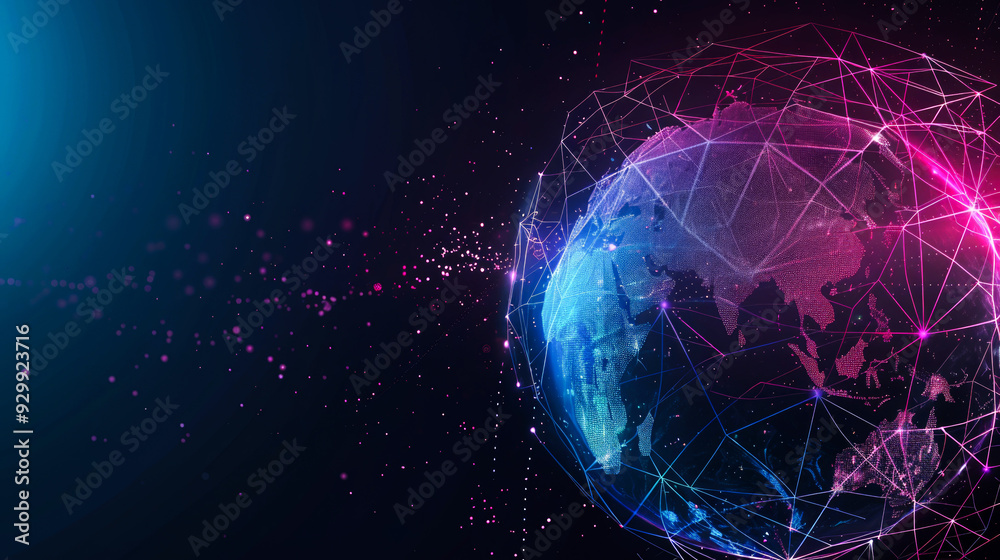 Obraz premium Abstract Earth Globe with Connected Lines and Dots