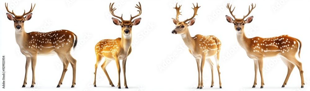 An isolated set of deer standing against a transparent background An isolated set of deer standing against a transparent background