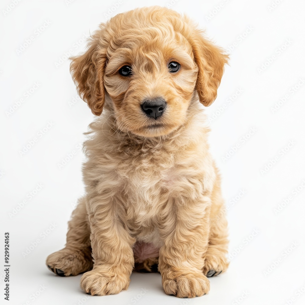 Detailed portrait of a goldendoodle dog on a transparent background, a PNG file. Detailed portrait of a goldendoodle dog on a transparent background, a PNG file.