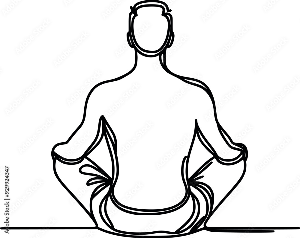 Sitting a Male meditation icon Line Drawing vector illustration on white background generated Ai Sitting a Male meditation icon Line Drawing vector illustration on white background generated Ai