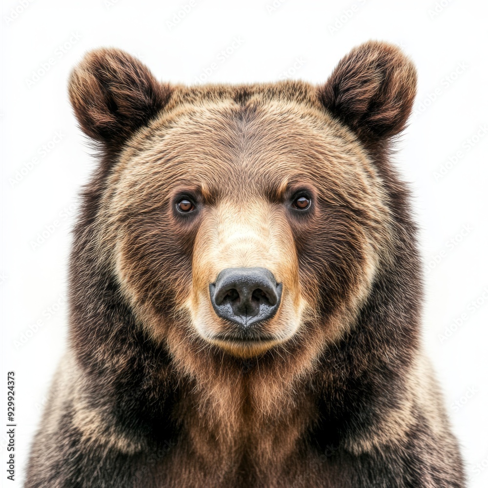 Brown bear with transparent background cutout, close-up portrait. Brown bear with transparent background cutout, close-up portrait.