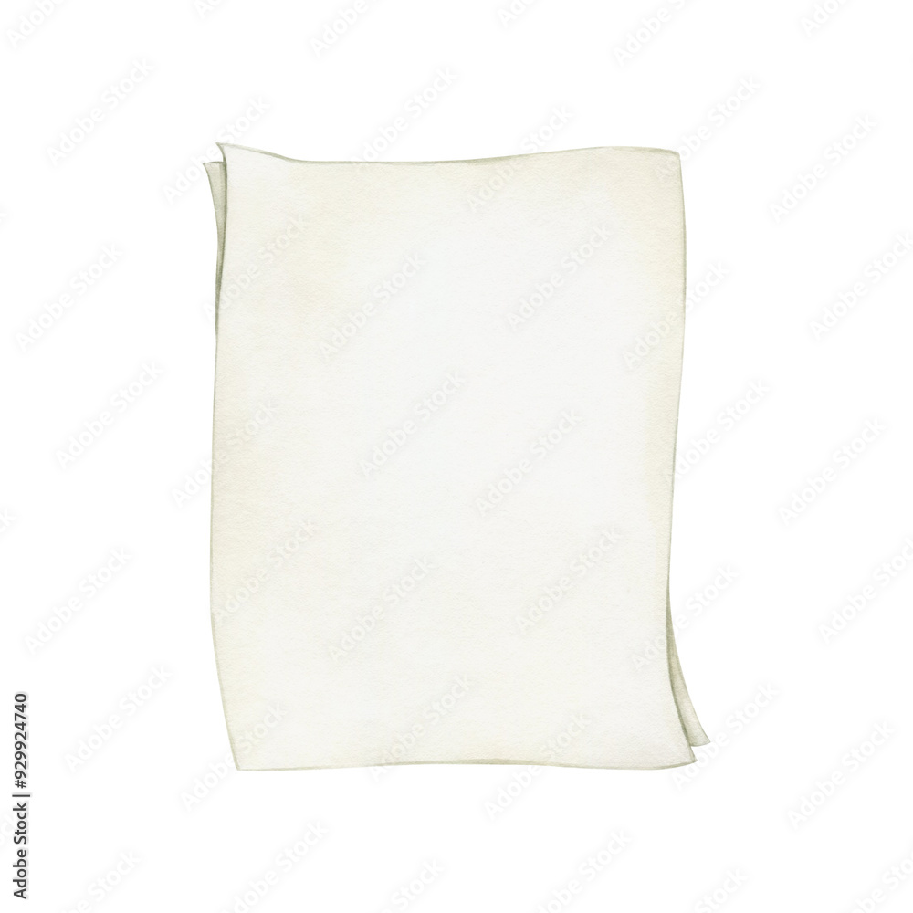 Blank sheet of paper isolated watercolor illustration. Blank sheet of paper isolated watercolor illustration.
