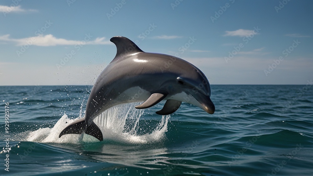 Obraz premium A playful dolphin leaping out of the ocean