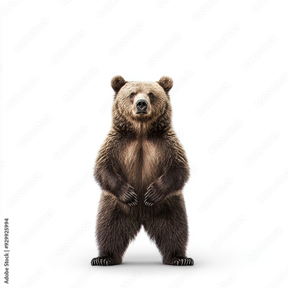 Fototapeta premium The full body of a brown bear is isolated on a transparent background