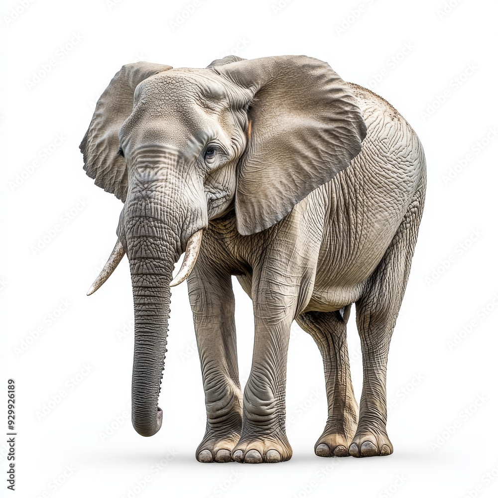 Obraz premium Standing elephant front view, isolated on transparent background