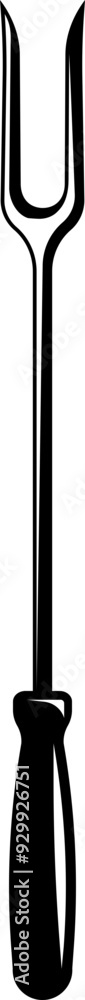 Barbecue fork icon. Kitchen tool. Silhouette style. Barbecue fork icon. Kitchen tool. Silhouette style.