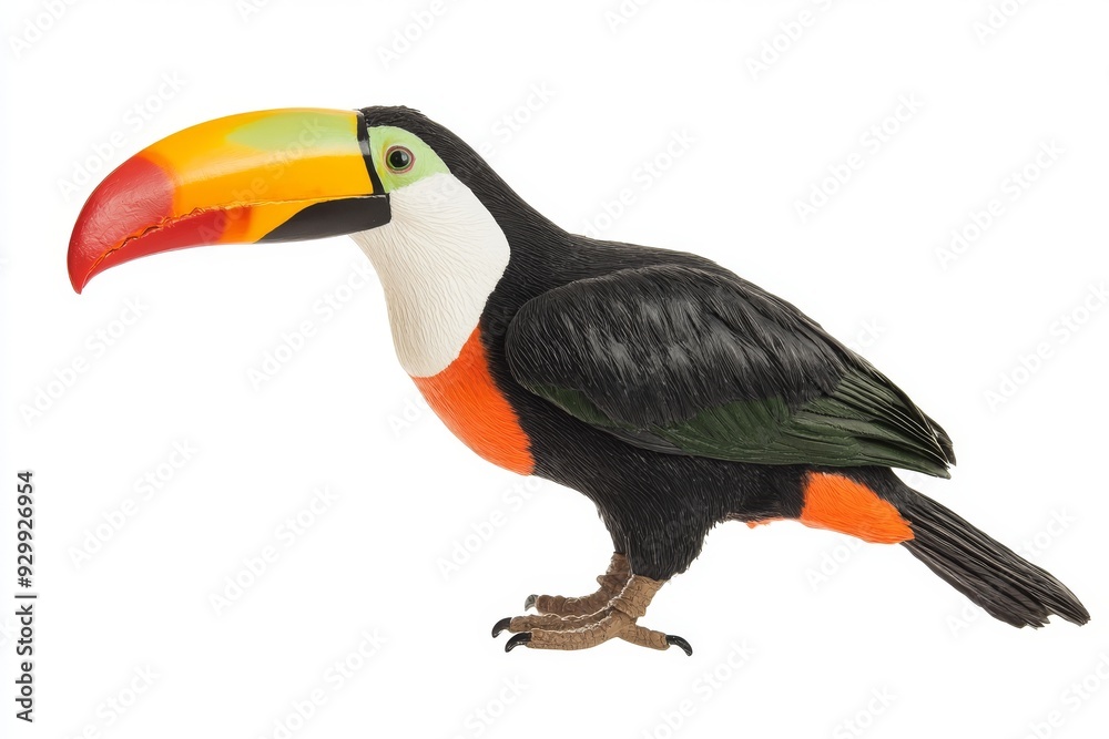 Obraz premium Toucan bird standing against a white background in portrait mode