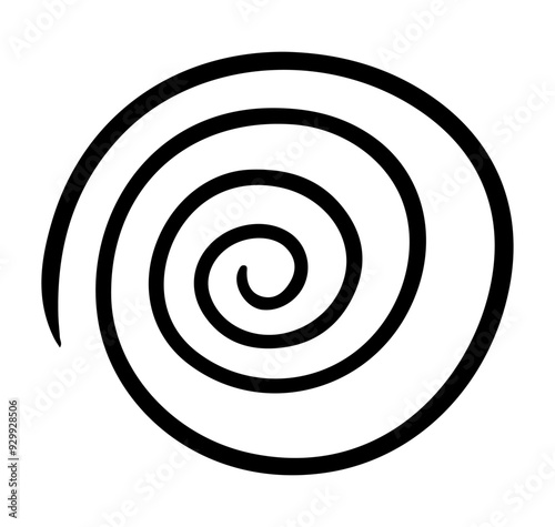 Doodle spiral and swirl motion element. Hand drawn abstract circle line