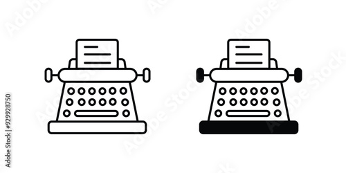 typewriter set icon with white background vector stock illustration