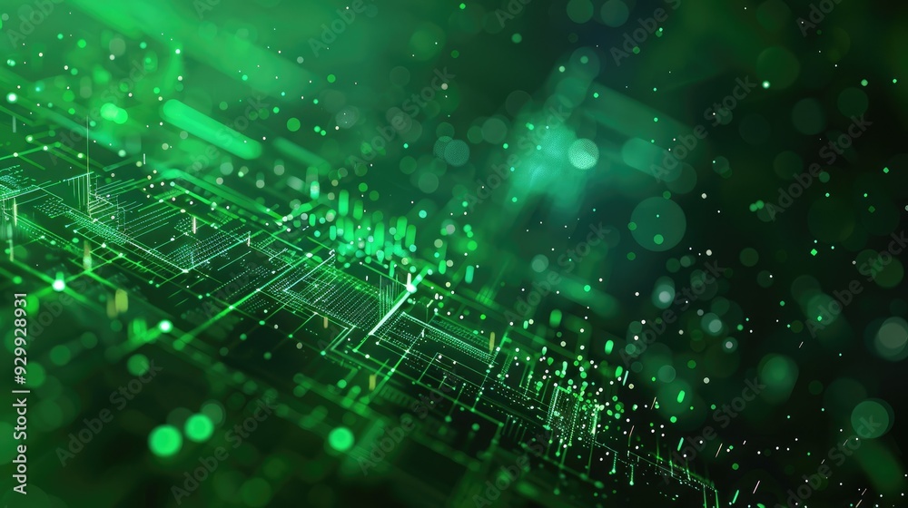 Naklejka premium Abstract Green Circuit Board Background