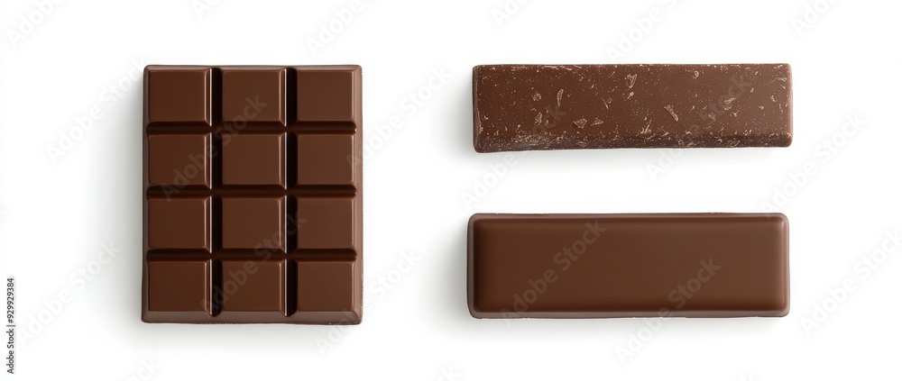 On a transparent background, two chocolate bars are isolated On a transparent background, two chocolate bars are isolated