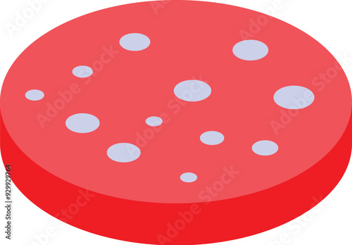 Red salami slice isometric food representing butchery products