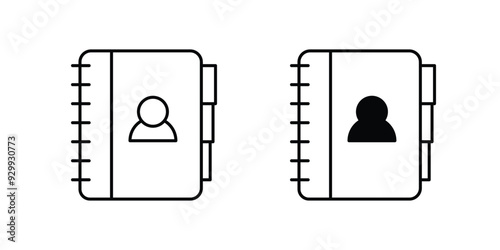 contact book set icon with white background vector stock illustration