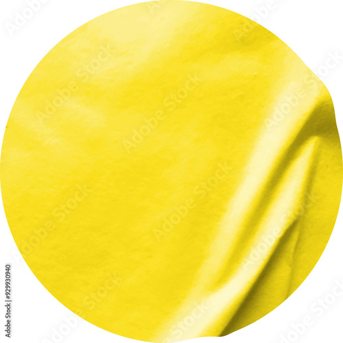 Yellow round paper sticker label set isolated on white background
