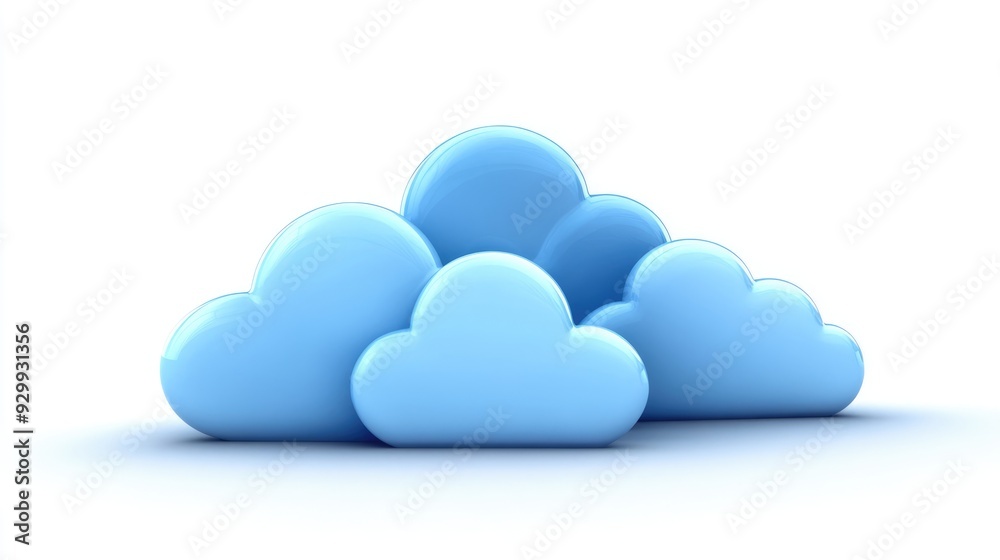 Blue Cloud Icons on a White Background Blue Cloud Icons on a White Background