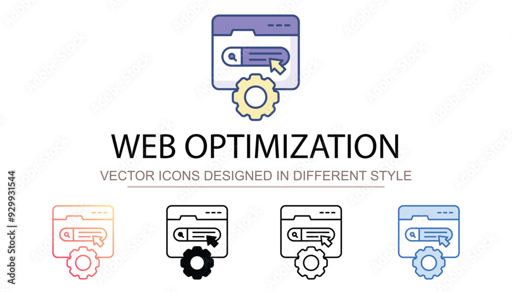 Web Optimization icon design with white background stock illustration