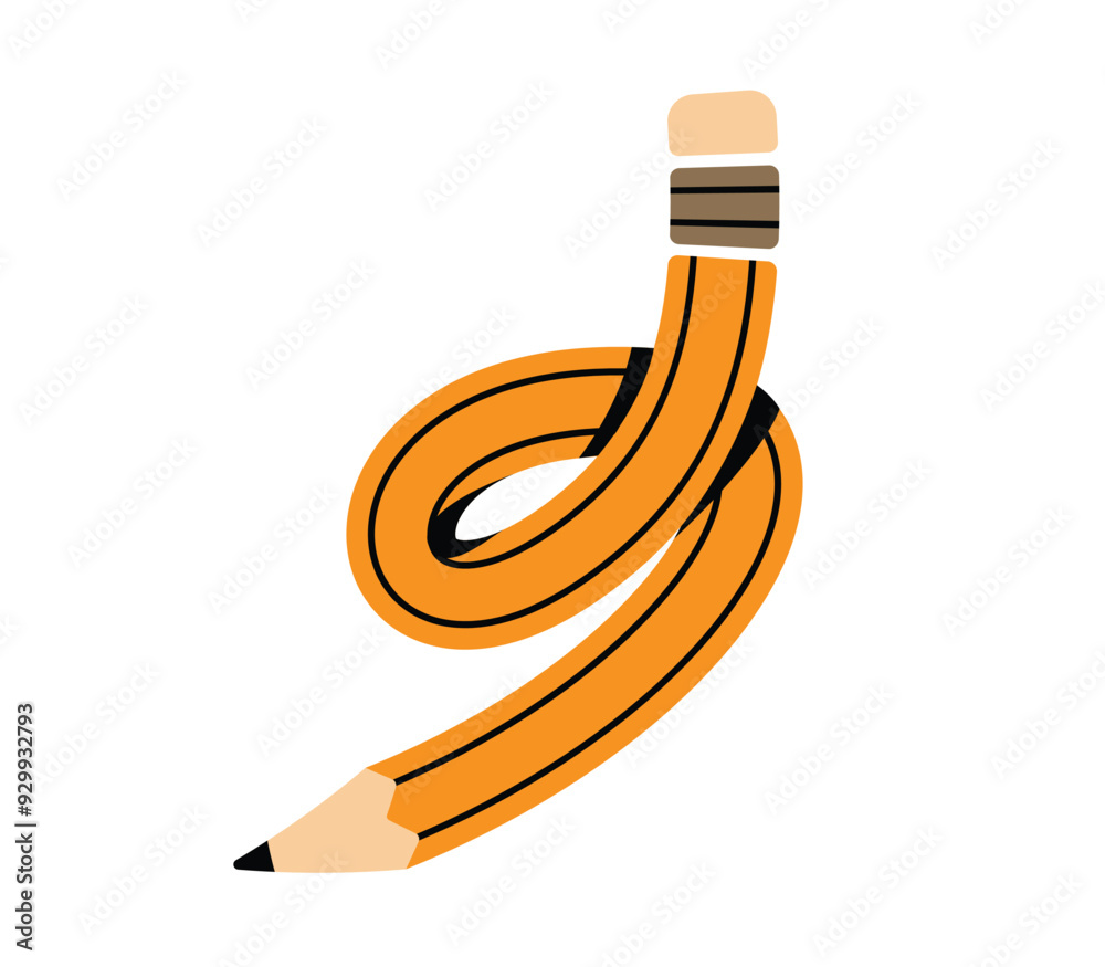 Twisted pencil vector illustration. Drawing tool for artists, students
