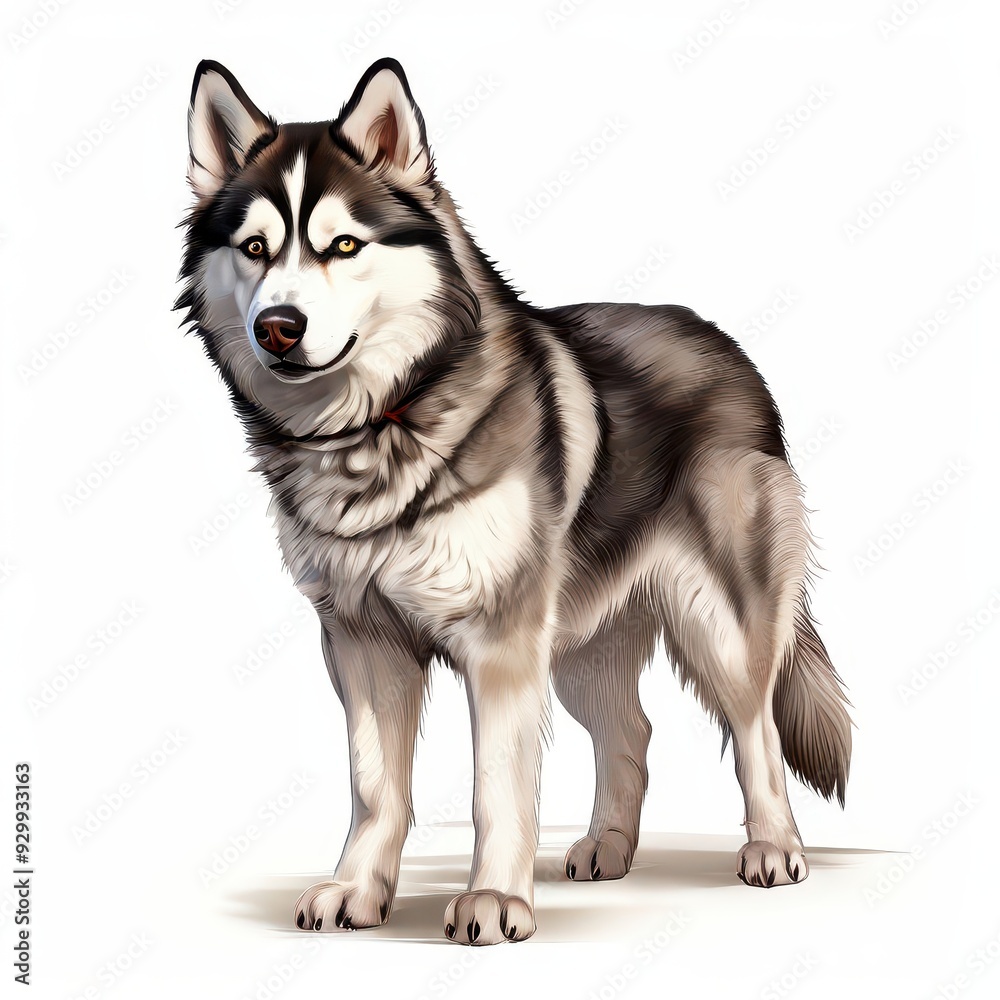 Obraz premium A siberian-husky dog breed on white background