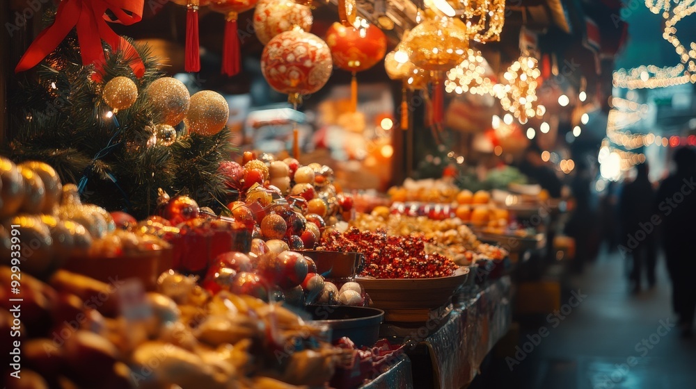 Festive Christmas Market at Night