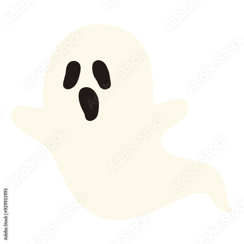 Cute halloween ghost with scream face illustration