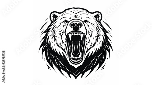 Polar Bear Head Logo Sketch Style - Animal Face Tattoo Portrait Beast Print Wild Mammal Fur
