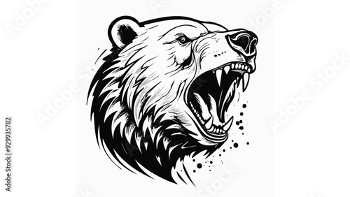 Polar Bear Head Logo Sketch Style - Animal Face Tattoo Portrait Beast Print Wild Mammal Fur
