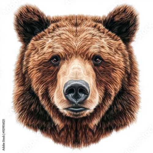 An image of a brown bear head on a transparent background, cut out in PNG format.