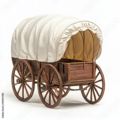 Transparent background with old wooden wagon carriage photo