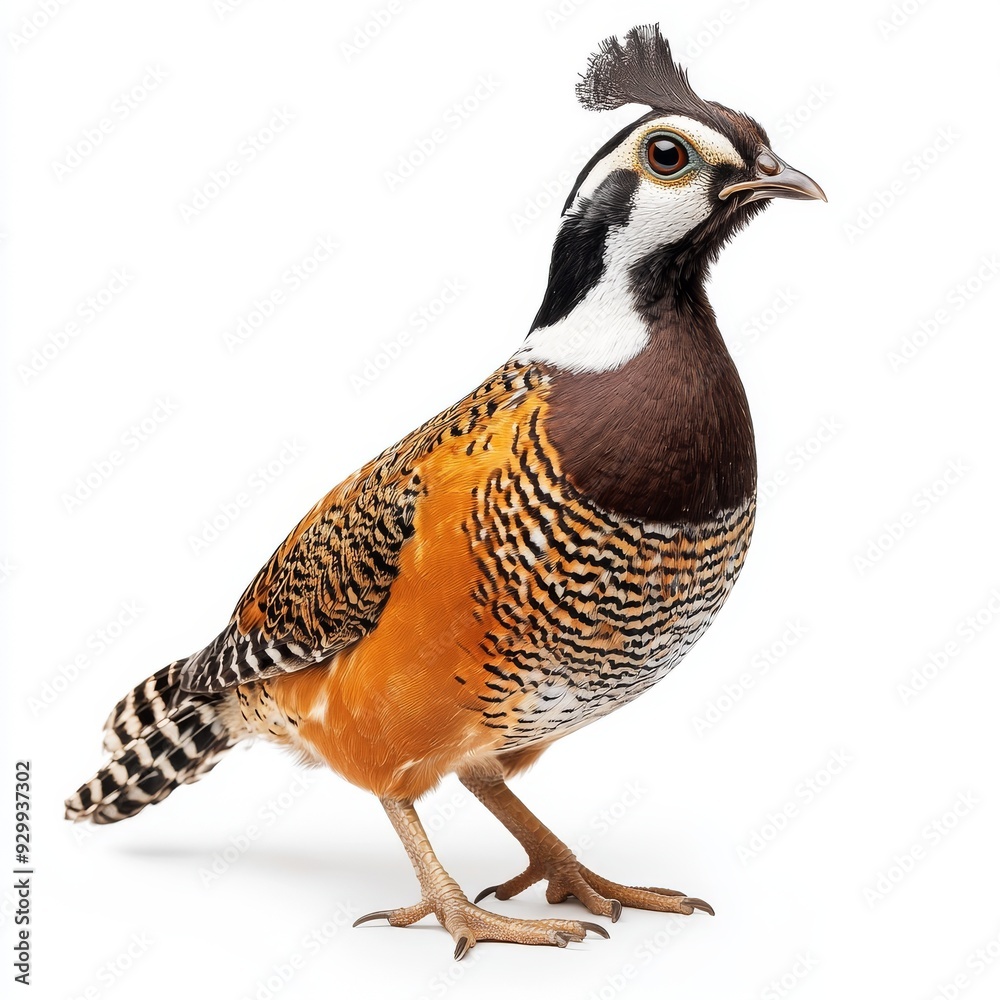 Full body portrait of a quail in a side view. The image is transparent and isolated on white Full body portrait of a quail in a side view. The image is transparent and isolated on white