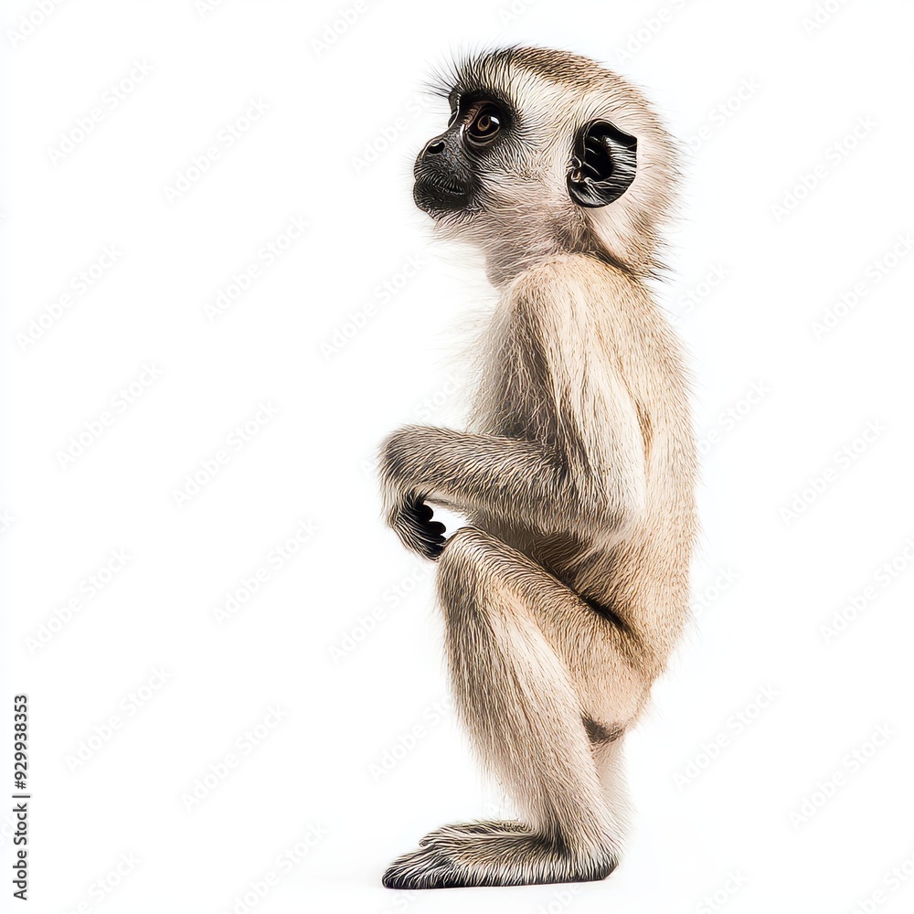 Obraz premium Cutout of a brown monkey walking backward, transparent and isolated on white