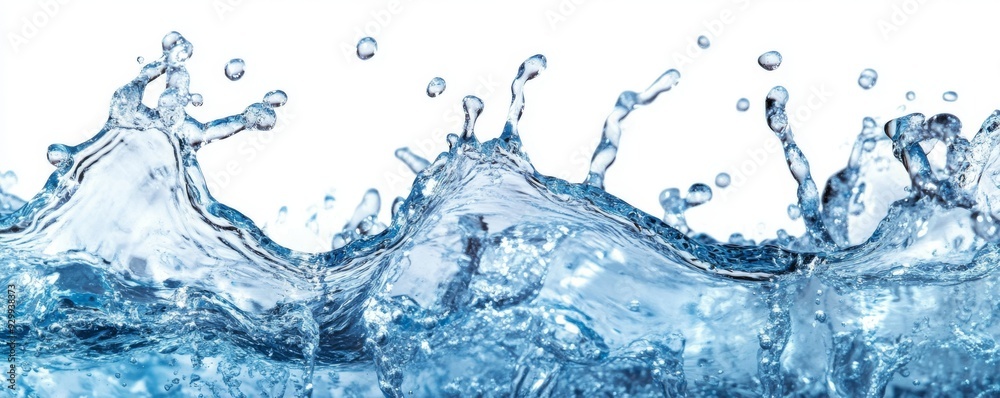 The splash and wave of blue water on a transparent background are isolated The splash and wave of blue water on a transparent background are isolated
