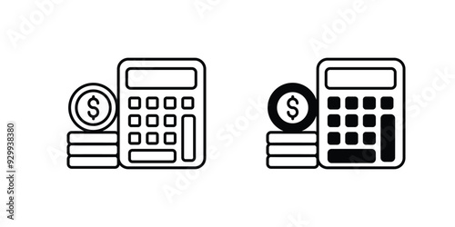 calculator set icon with white background vector stock illustration